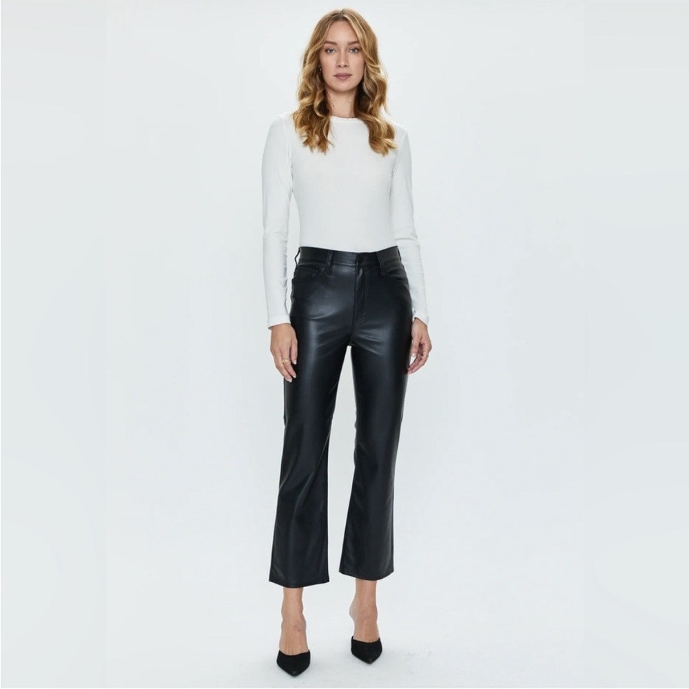 Pistola Lennon high rise boot cut pant slate black faux leather 25